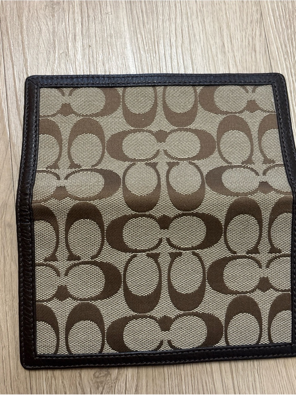 Coach bookcheck Brown Signature Canvas Accent Panel with Dark Trim